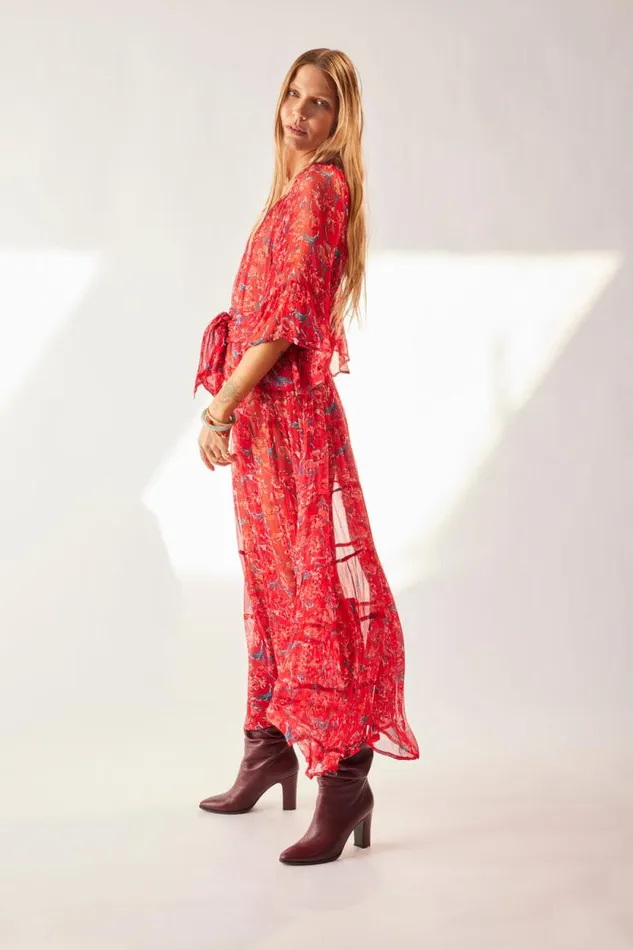 Dresses Shop Natalie Martin MESA MAXI Chiffon Watercolor Verm