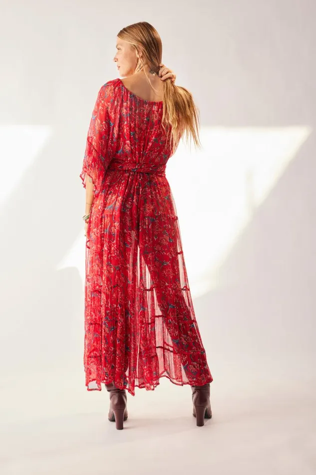 Dresses Shop Natalie Martin MESA MAXI Chiffon Watercolor Verm