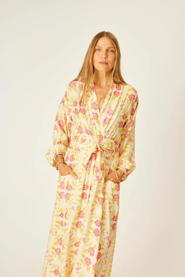 Dresses Shop Natalie Martin NICO LS MAXI WITH SASH Prairie Dusty Crimson