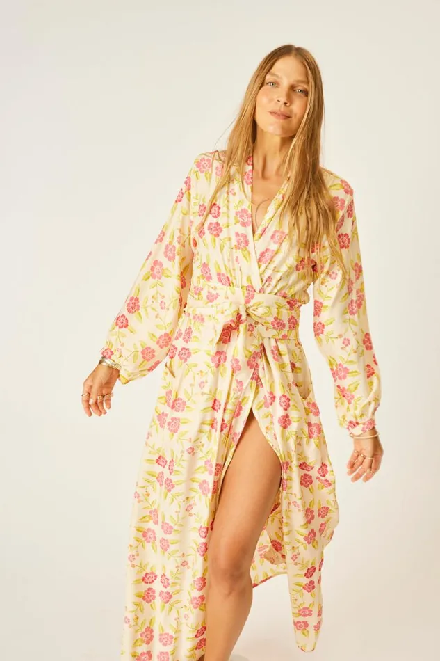 Dresses Shop Natalie Martin NICO LS MAXI WITH SASH Prairie Dusty Crimson