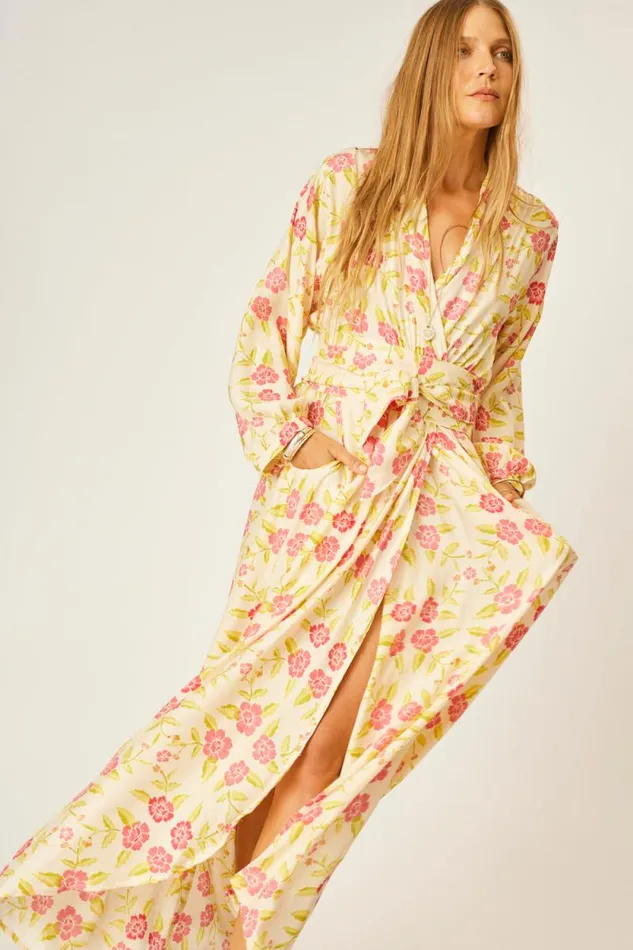 Dresses Shop Natalie Martin NICO LS MAXI WITH SASH Prairie Dusty Crimson