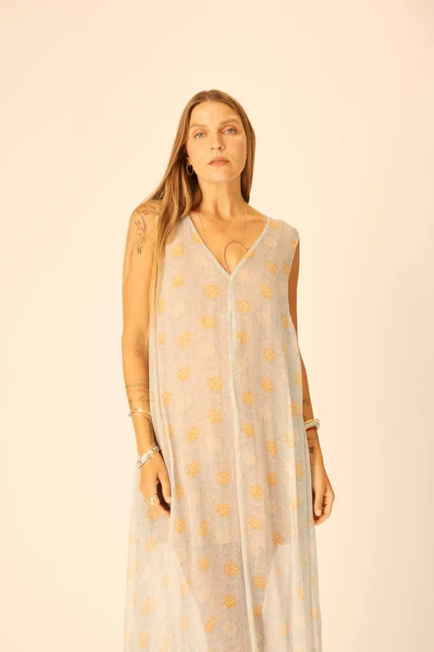 Dresses Shop Natalie Martin TOVA MAXI Snowflake Tangerine