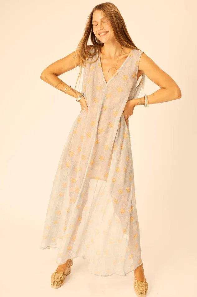 Dresses Shop Natalie Martin TOVA MAXI Snowflake Tangerine