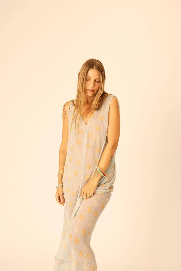 Dresses Shop Natalie Martin TOVA MAXI Snowflake Tangerine