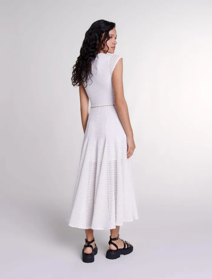 Dresses Women Maje CrochetKnit Maxi Dress White