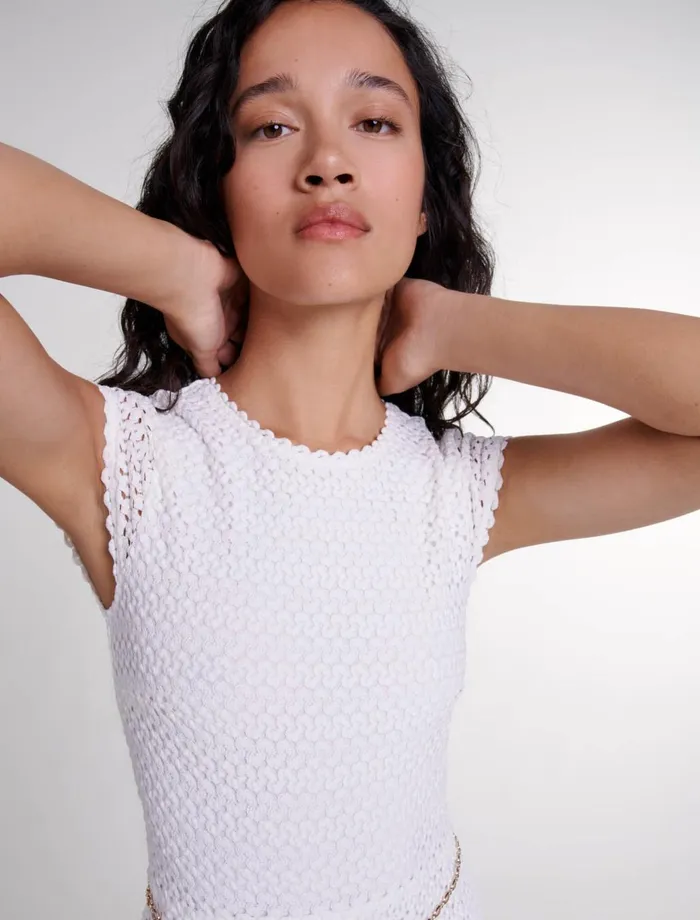 Dresses Women Maje CrochetKnit Maxi Dress White