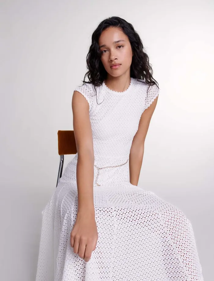 Dresses Women Maje CrochetKnit Maxi Dress White