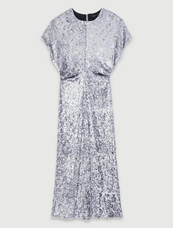 Dresses Women Maje Sequin Maxi Dress Silver