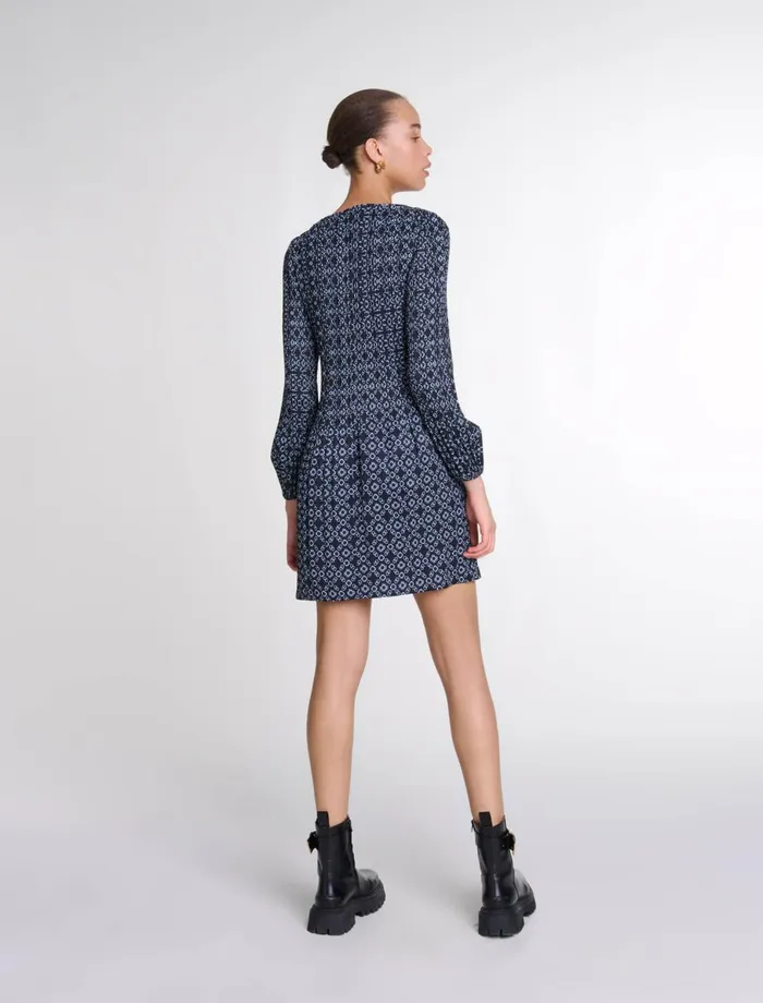 Dresses Women Maje Short Clover Motif Dress Black Clover Print