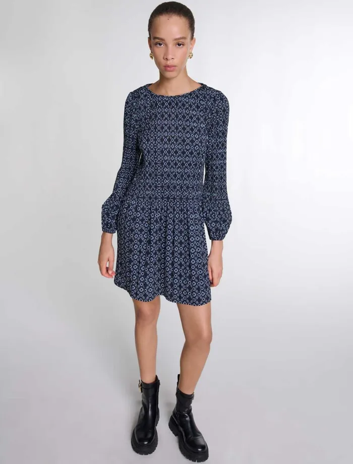 Dresses Women Maje Short Clover Motif Dress Black Clover Print