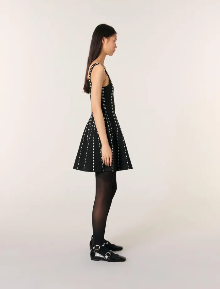 Dresses Women Maje Short Jacquard Knit Dress Blackecru
