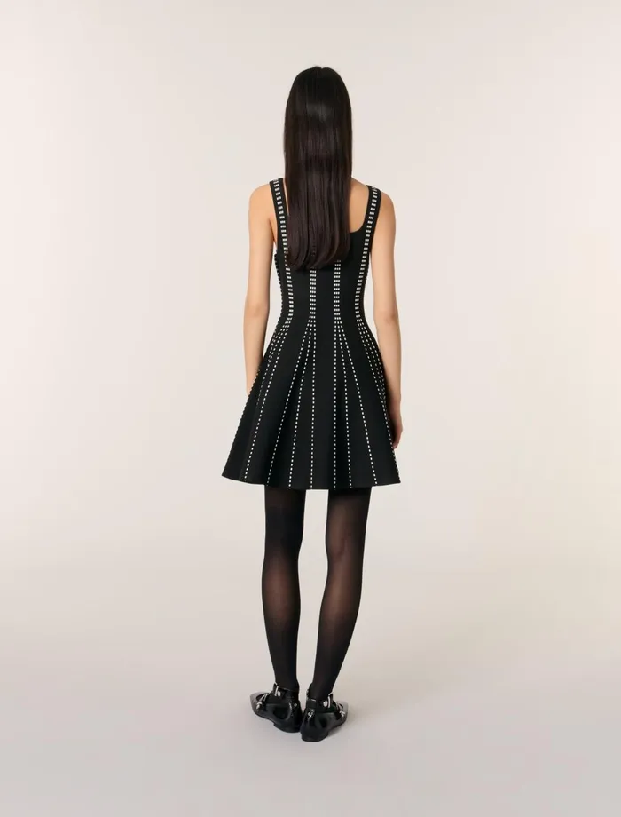 Dresses Women Maje Short Jacquard Knit Dress Blackecru