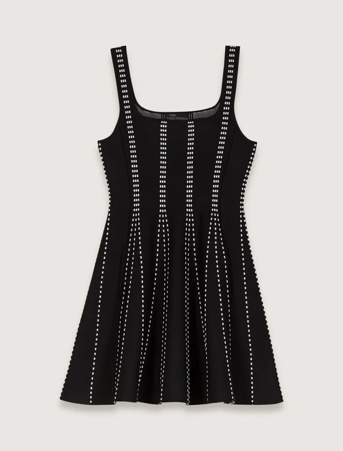 Dresses Women Maje Short Jacquard Knit Dress Blackecru
