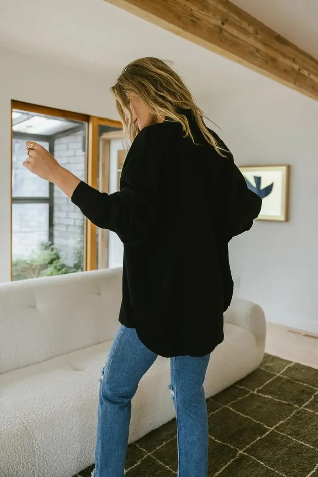 Edward Button Up In Black 8211 FINAL SALE Black Women Bohme Tops