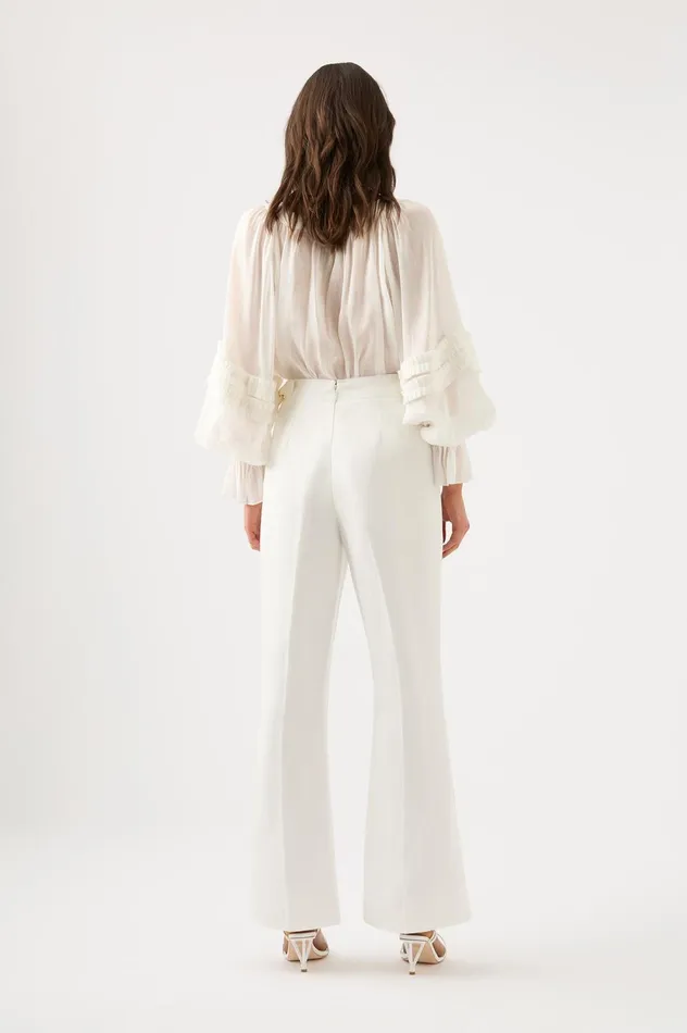 Elle Flared Pant Ivory Women Aje Pants