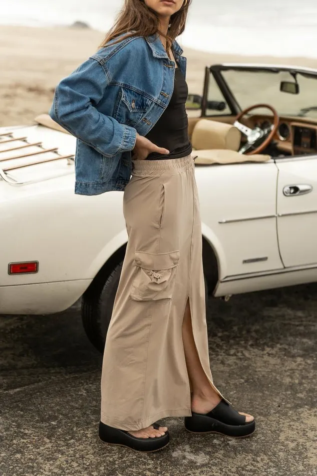 Ellie Cargo Skirt In Taupe Taupe Women Bohme Skirts