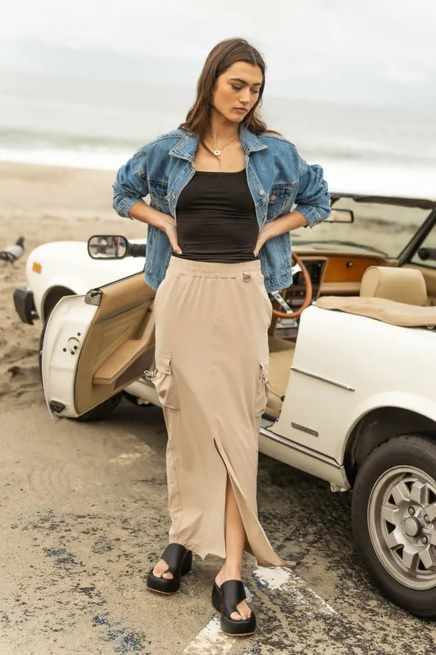 Ellie Cargo Skirt In Taupe Taupe Women Bohme Skirts