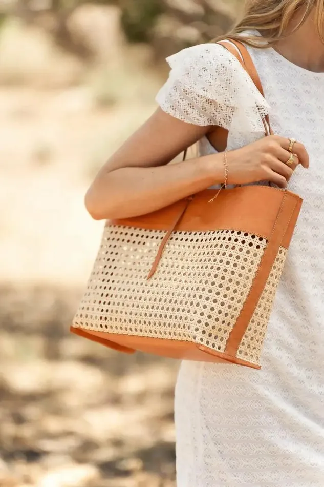 Ellie Wicker Tote In Tan Tan Women Bohme Bags