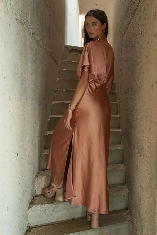 Elora Maxi Dress In Copper Copper Women Bohme Dresses