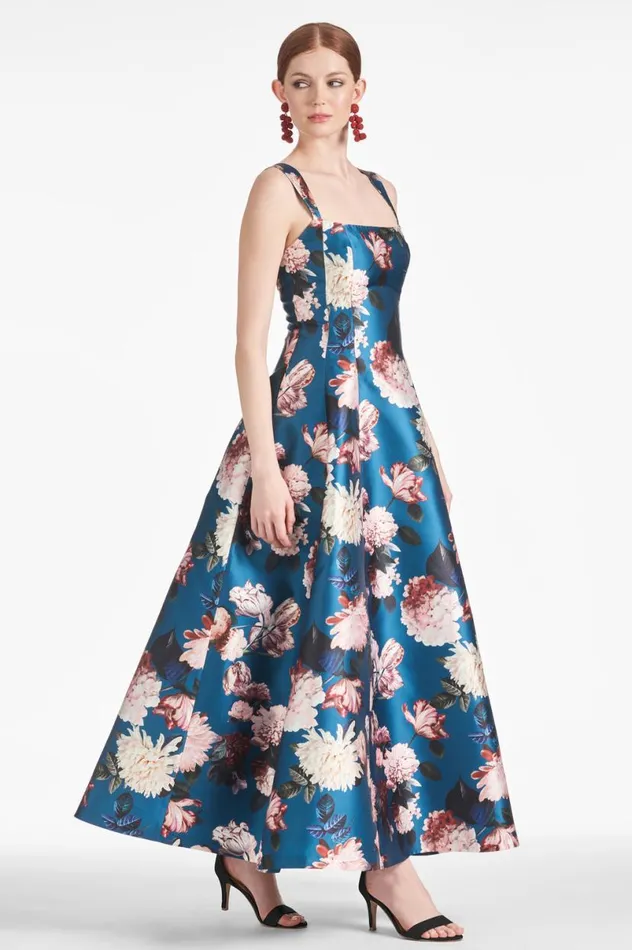 Evening Women Sachin and Babi Audrey Gown 8211 Teal Garden