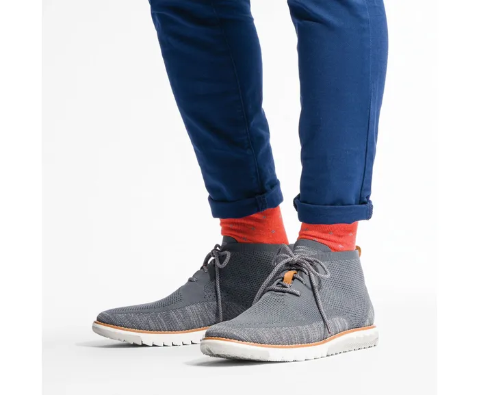 Expert Chukka Knit Dark Grey Multi Knit 8211 Orange Outsole Men Boots Hush Puppies