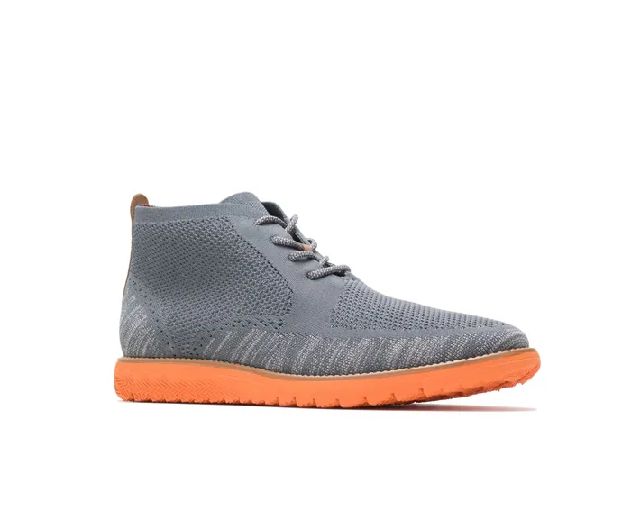 Expert Chukka Knit Dark Grey Multi Knit 8211 Orange Outsole Men Boots Hush Puppies