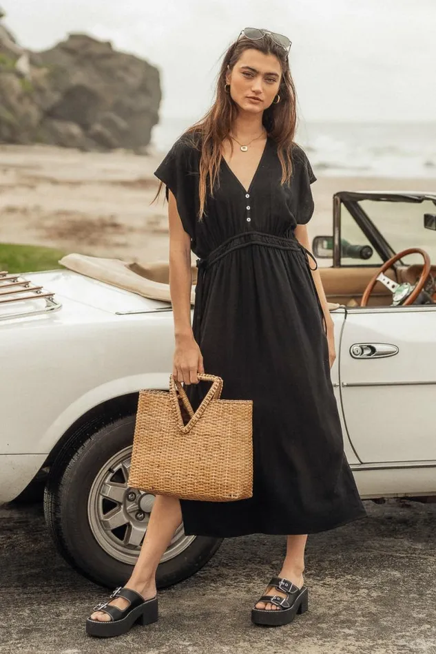 Fern Midi Dress In Black Black Women Bohme Dresses