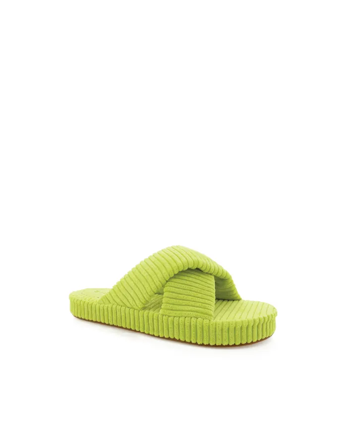 Flats Billini Sandals and Slides HUXLEY LIME RIBBED TERRY