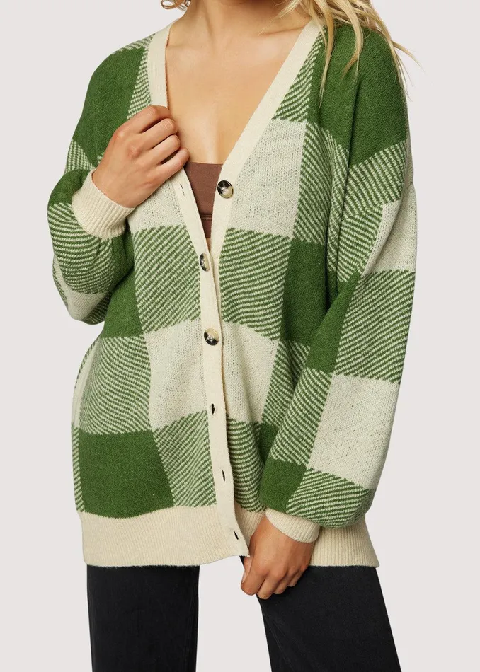 Forest School Long Cardigan Forestgingham Women Lost Wander Outerwear