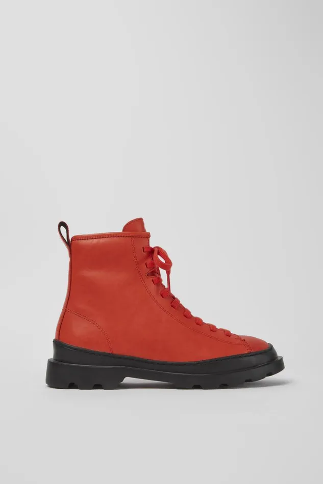 Formal Shoes Women Camper Brutus Red Leather Laceup Boots Formal Shoes Women Camper Brutus Red Leather Laceup Boots