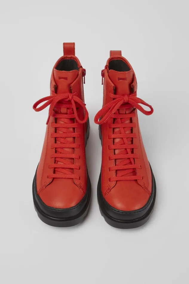 Formal Shoes Women Camper Brutus Red Leather Laceup Boots Formal Shoes Women Camper Brutus Red Leather Laceup Boots