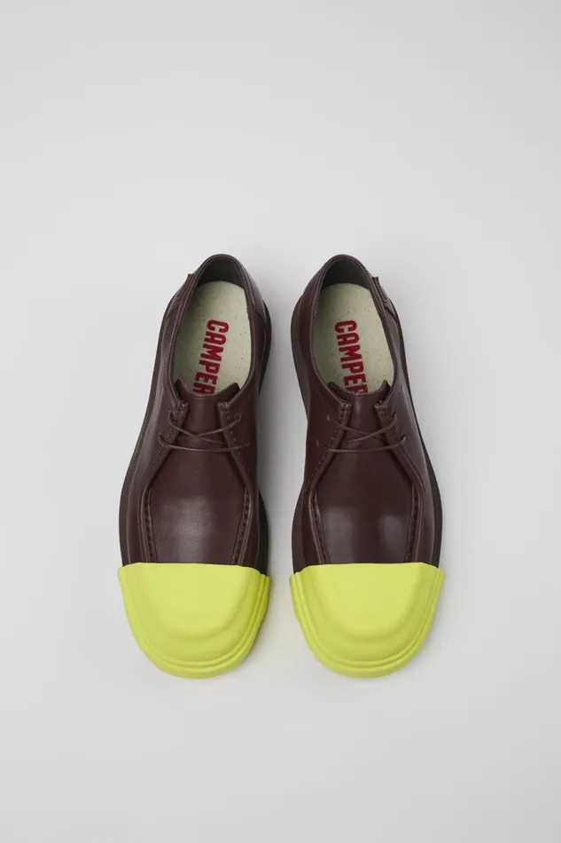 Formal Shoes Women Camper Junction Burgundy Leather Shoes