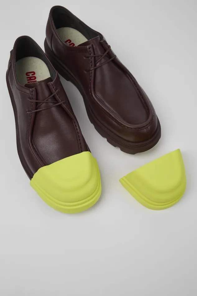 Formal Shoes Women Camper Junction Burgundy Leather Shoes