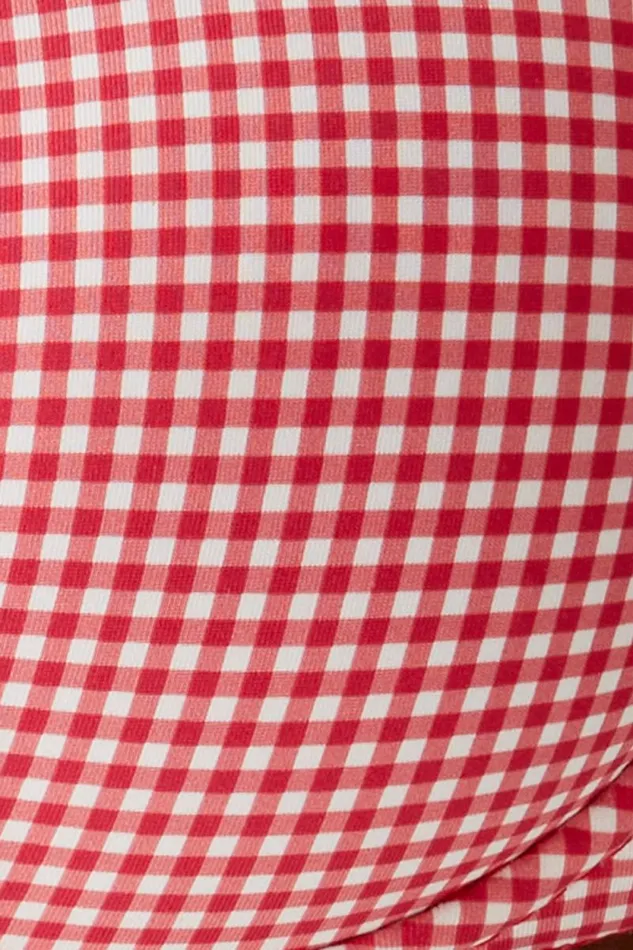 Frankies Bikinis Bikinis Women Cola Underwire Balconette Bikini Top Ladybug Gingham