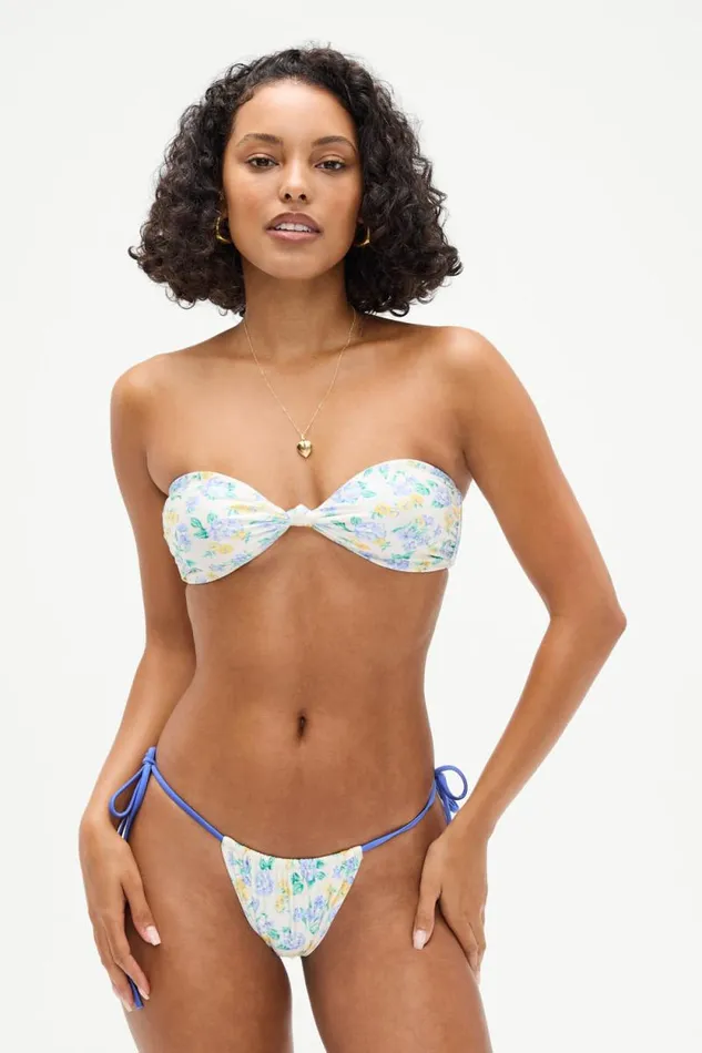 Frankies Bikinis Bikinis Women Crescent Shine Bandeau Bikini Top Coastal Floral