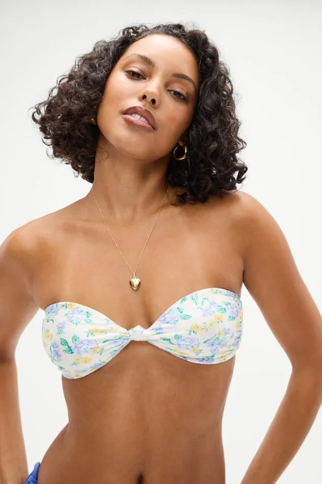 Frankies Bikinis Bikinis Women Crescent Shine Bandeau Bikini Top Coastal Floral