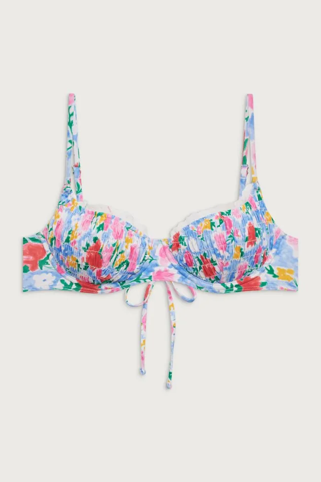Frankies Bikinis Bikinis Women Dean Underwire Balconette Bikini Top Painted Petals