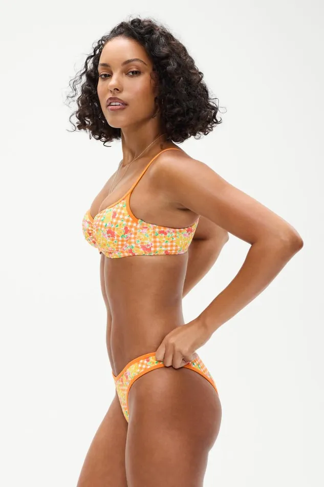Frankies Bikinis Bikinis Women Dove Floral Classic Bikini Bottom Marigold Gingham