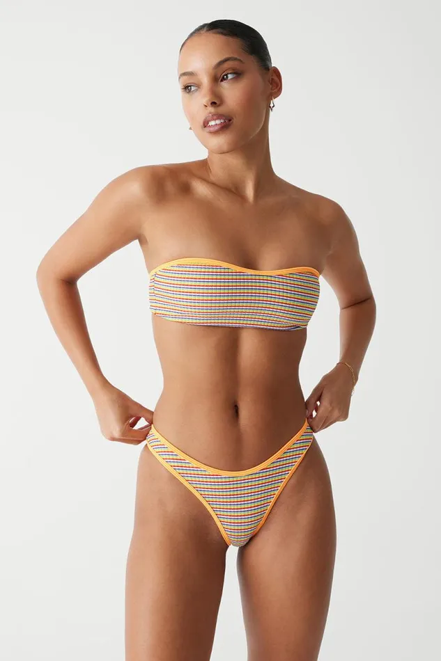 Frankies Bikinis Bikinis Women Dove Striped Classic Bikini Bottom Hawaiian Sky