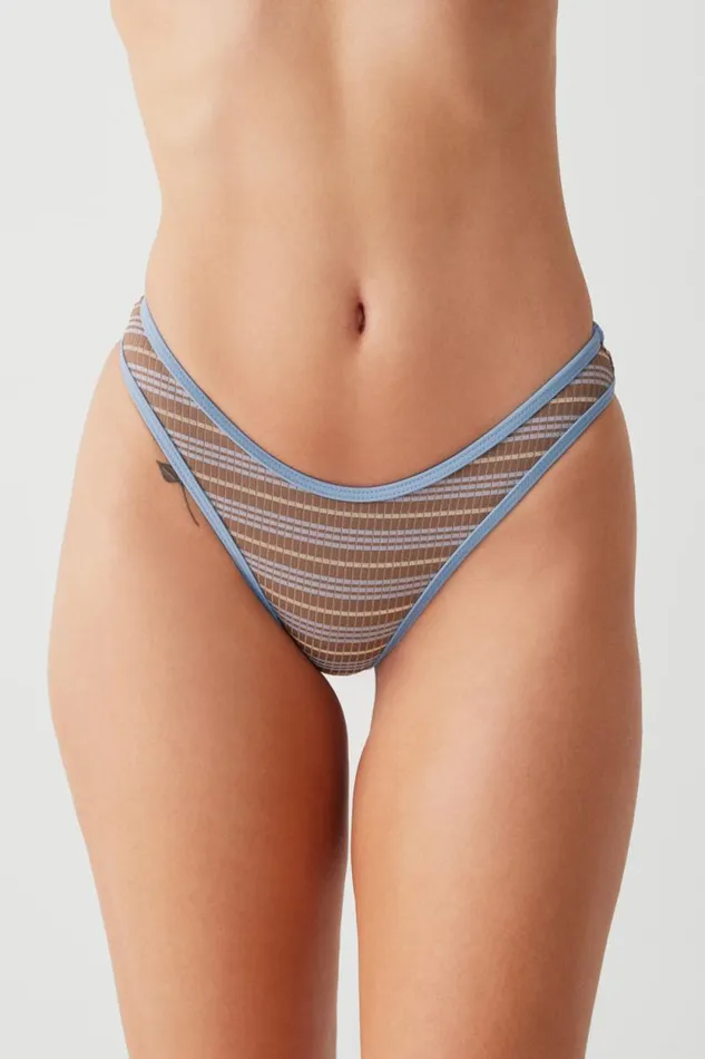 Frankies Bikinis Bikinis Women Dove Striped Classic Bikini Bottom Ocean Stone