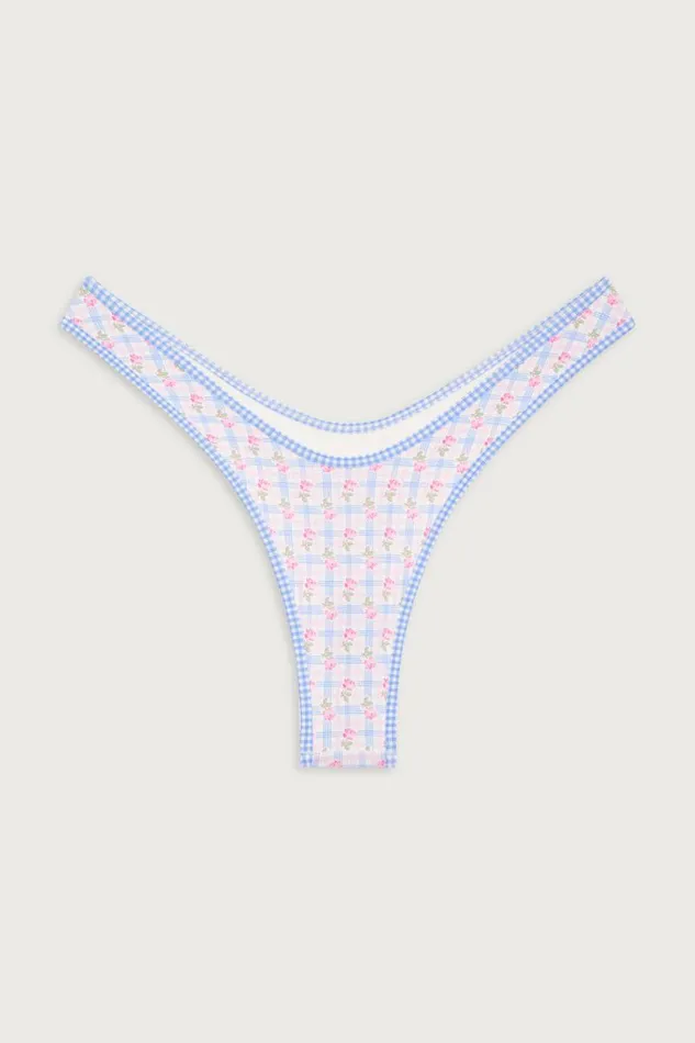 Frankies Bikinis Bikinis Women Full Moon Plaid Micro Bikini Bottom Rose Picnic