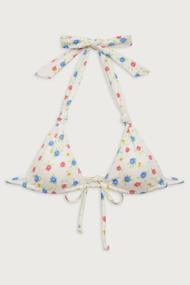 Frankies Bikinis Bikinis Women Kealy Triangle Halter Bikini Top Water Blossom
