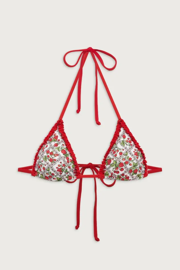Frankies Bikinis Bikinis Women Nick Triangle Halter Bikini Top Berry In Love