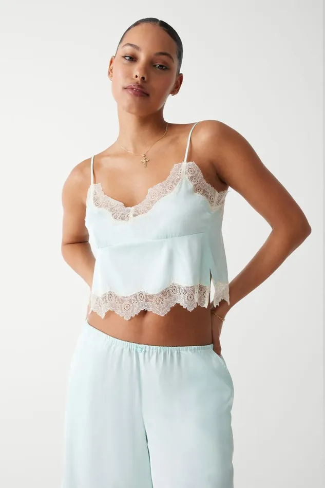Frankies Bikinis Matching Sets Women Snuggle Satin Camisole Pistachio