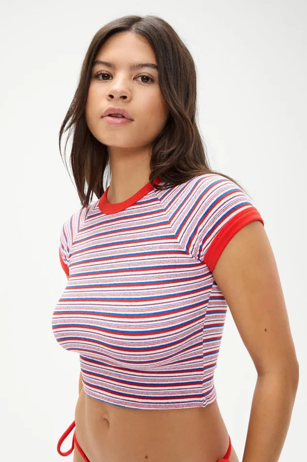Frankies Bikinis Tops Women Jane Terry Cropped Tee American Summer