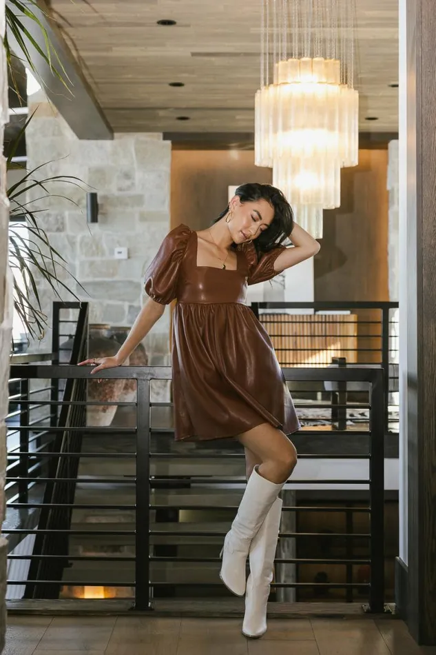 Freya Babydoll Dress Brown Women Bohme Dresses
