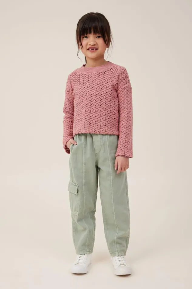 Girls 214 Leggings Pants and Jeans Cotton On Katie Cargo Pant Deep Sage