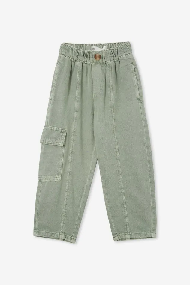 Girls 214 Leggings Pants and Jeans Cotton On Katie Cargo Pant Deep Sage