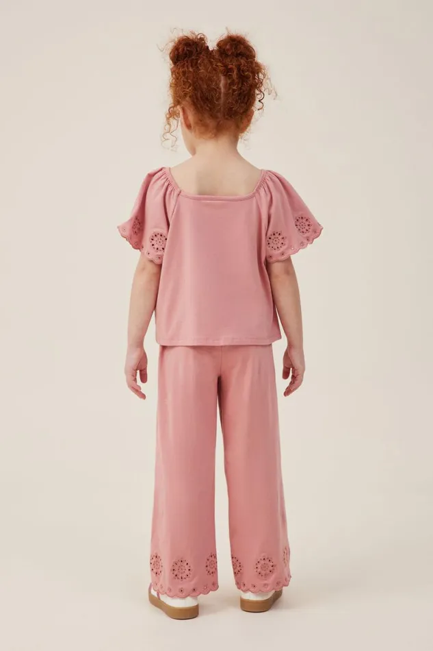 Girls 214 Leggings Pants and Jeans Cotton On Piper Broderie Pant Clay Pigeon
