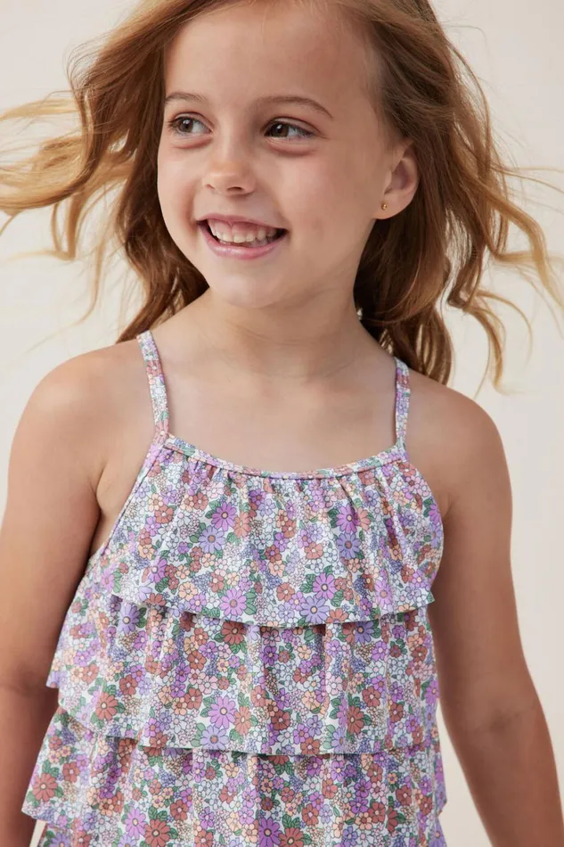Girls 214 Swimwear Cotton On Pepper One Piece Vanillablaire Ditsy Clay Pigeon